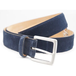 George Cleverley Bespoke Men’s Navy Blue Suede leather belt, Size 46